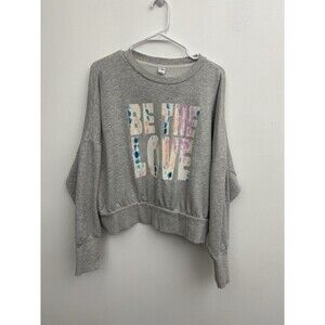 Old Navy  Women’s Sweatshirt XL Gray Be The Love Cropped Long Sleeve Pullover